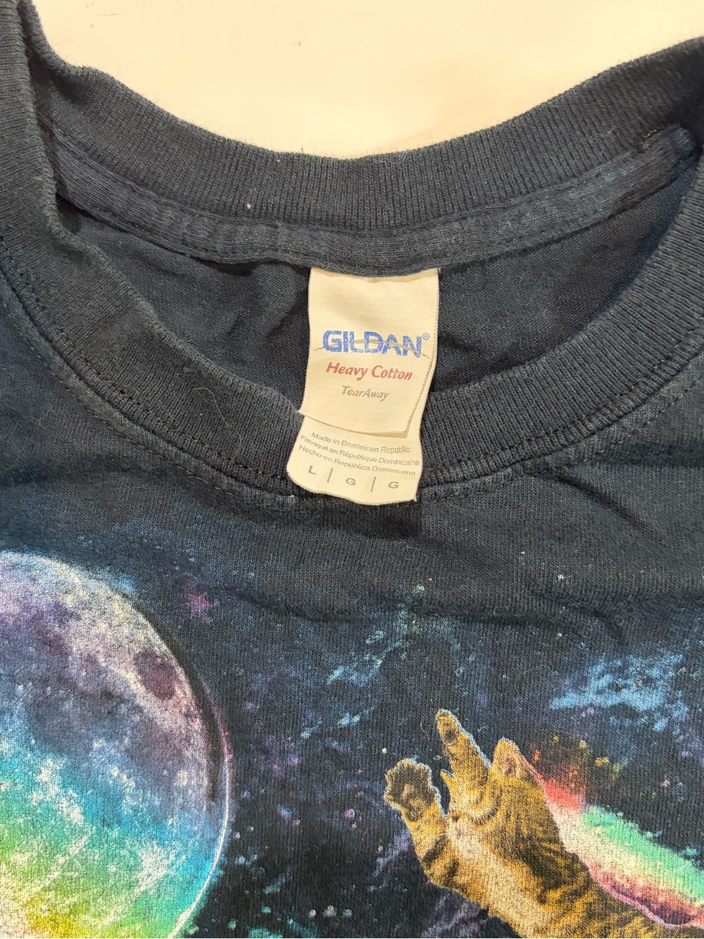 Cat Riding Unicorn Rainbow Galaxy Space Graphic T Shirt Large Black Funny - Picture 4 of 5